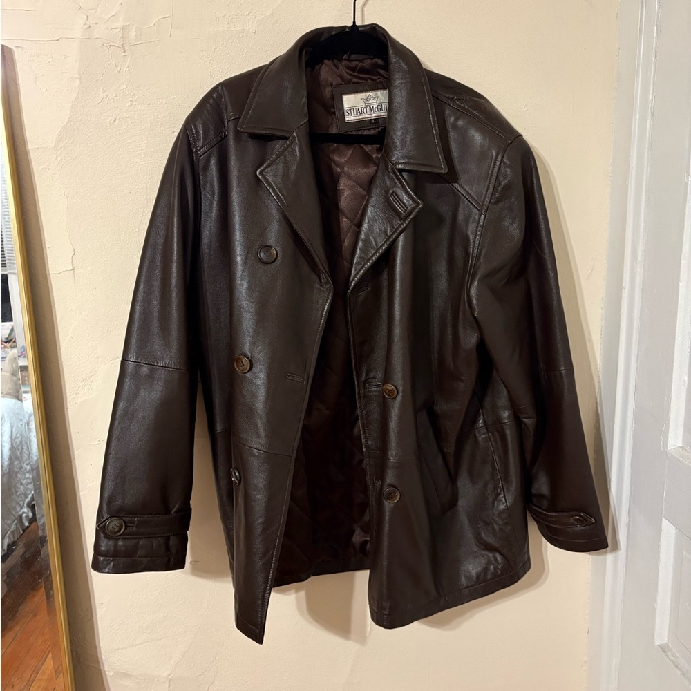 Brown Stuart McGuire Leather Jacket Oversized